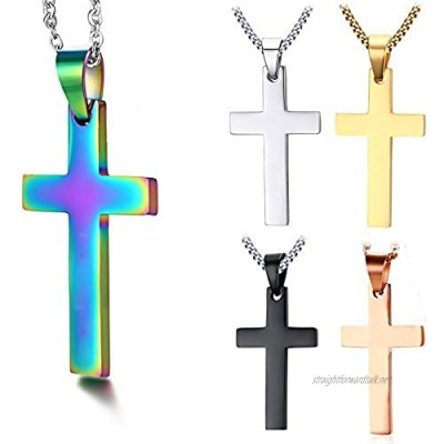 DaMei Personalised Stainless Steel Cross Pendant Necklace for Men & Women Custume Name Date Cross Necklace for Dad Family with Cuban Chain Jesus Blessing Crocs