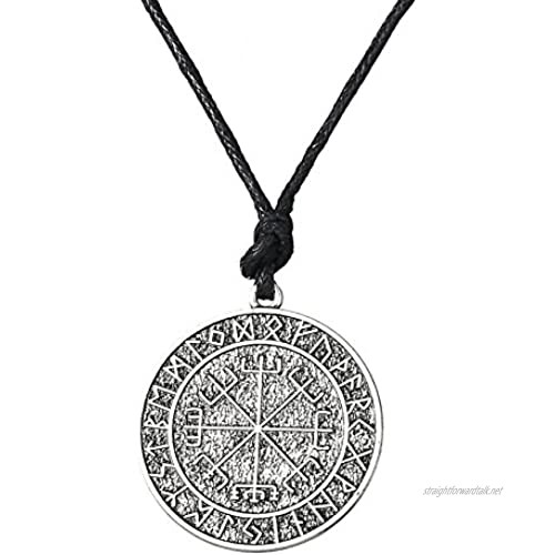 Dawapara Vintage Viking Runes Vegvisir Compass Talisman Pendant Necklace Nordic Jewelry for Men