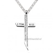 epiphaneia Men's Stainless Steel Cross Necklace"Man Of God" 1 Timothy 6:11. Mens Jewelry Cross Necklaces Christian Religious Gifts Christians for Men - Birthday gift for Dad Father's Day Christmas