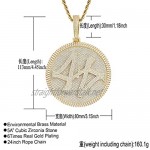 Fantex Hip Hop Jumbo 44 Spin-up Gold Medal Pendant with Miami Cuban Link Chain Necklace Gold Over Iced Out Super Sparkling CZ Lab Diamond Jewelry for Men Women