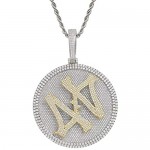 Fantex Hip Hop Jumbo 44 Spin-up Gold Medal Pendant with Miami Cuban Link Chain Necklace Gold Over Iced Out Super Sparkling CZ Lab Diamond Jewelry for Men Women