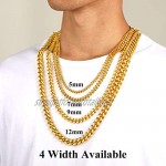 FindChic Mens Curb Chain 5/7/9/12mm Stainless Steel Mens Chain Necklace Hip Hop Jewellery Cuban Chain