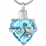 Foreverlove Always in My Heart Prong Crystal Heart Pendant Ashes / Perfume Lockets Memorial Urn Necklace
