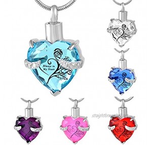 Foreverlove Always in My Heart Prong Crystal Heart Pendant Ashes / Perfume Lockets Memorial Urn Necklace