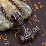 GuoShuang Odin Thor's Hammer Mjolnir Pendant Viking Necklaces Pendants Jewelry Scandinavian Clear Details Silver Chain