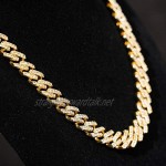 Halukakah Gold Chain for Men Iced Out Men's 18k Real Gold Plated/Platinum White Gold Finish 16MM Miami Cuban Link Lightning Chain Choker Necklace Bracelet Full Cz Diamond Cut