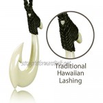 Hawaiian Hand Carved Bone Fish Hook Necklace for Men. Our Zac Brown Band Inspired Replica. Black Cord.