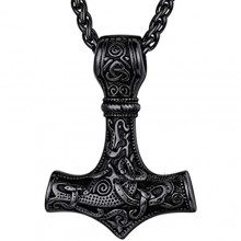 HLARK Nordic Viking Pendant Men's Mjolnir Necklace 316L Stainless Steel Titanium Steel Thor's Hammer