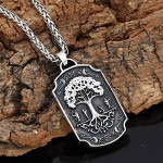 Htulip Viking Necklace Double-sided Pendant 316L Stainless Steel Norse Odin Yggdrasil Celt Amulet Necklace for Men Women