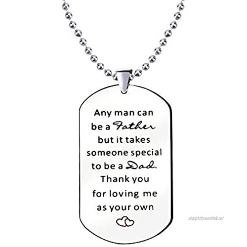 KENYG Any Man Can Be A Father Silver Stailess Steel Dog Tag Chain Necklace For Dad Father