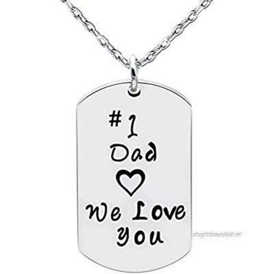lauhonmin Men Necklace Father Gifts for Papa - No.1 Dad We Loved You Stainless Steel from Daughter Son
