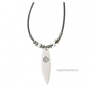 Mauna Kai Bone Carved Surfboard Rubber Cord Necklace