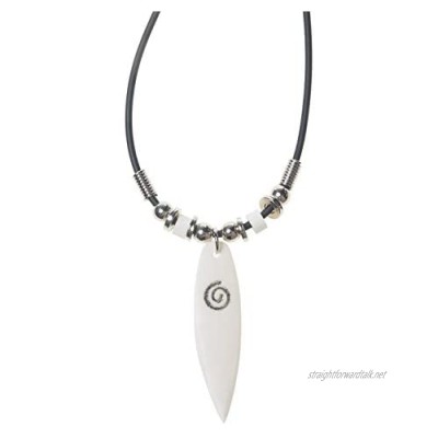 Mauna Kai Bone Carved Surfboard Rubber Cord Necklace