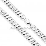 Miabella Solid 925 Sterling Silver Italian 12mm Solid Diamond-Cut Cuban Link Curb Chain Necklace for Men 18 20 22 24 26 28 Inch Made in Italy (20 Rhodium-Plated-Silver)