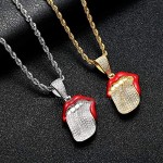 Moca Jewelry Ice Red Lips Necklace with Big Tongue Pendant 18K Gold Plated Diamond CZ Diamond Rapper Chain Necklace with Hip-Hop Diamonds for Men Women