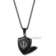 Naswi Personalized Shield Pendant Sikhism Sikh Men's Necklace Stainless Steel Chain 24Inch Custom Necklaces for Men Boy Punk Jewelry