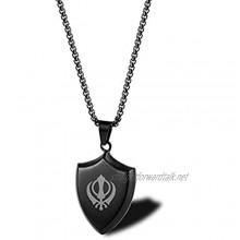 Naswi Personalized Shield Pendant Sikhism Sikh Men's Necklace Stainless Steel Chain 24Inch Custom Necklaces for Men Boy Punk Jewelry