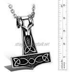 Oidea Stainless Steel Mens Celtic Knot Wolf Thors Hammer Pendant Necklace for Biker 22 Chain Silver Black Colour (with Gift Bag)