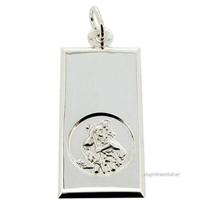 Personalised With Your Engraving Solid 925 Sterling Silver Large St Christopher Ingot Pendant 30mm x 16mm With Optional 1.8mm Wide Diamond Cut Curb Chain In Gift Box (available in 16" to 40")