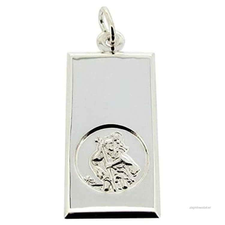 Personalised With Your Engraving Solid 925 Sterling Silver Large St Christopher Ingot Pendant 30mm x 16mm With Optional 1.8mm Wide Diamond Cut Curb Chain In Gift Box (available in 16 to 40)