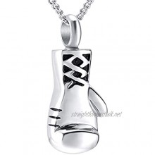 PicZhiwenture Boxing Glove Cremation Jewelry Memorial Urn Necklace Stainless Steel Ashes Holder Keepsake for Love Gift-Silver