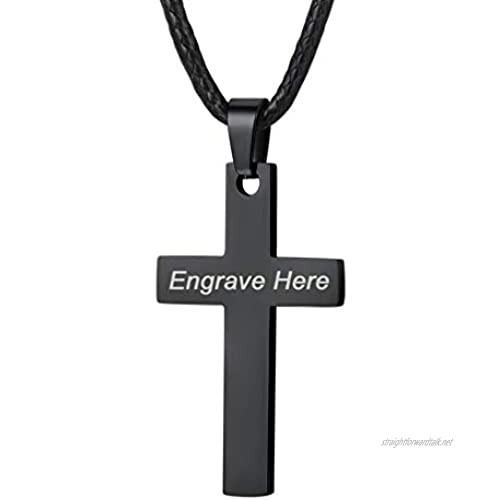 PROSTEEL Men Crucifix Chains Necklace Solid Black Cross Necklace 26 inch Long Christian Gifts