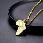 PROSTEEL Women/Men Africa Map Necklace with Hiphop Chain (Gold)