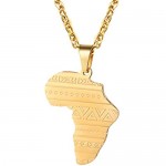 PROSTEEL Women/Men Africa Map Necklace with Hiphop Chain (Gold)