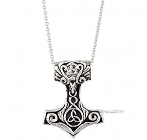 Silverly Women's Men's .925 Sterling Silver Small Celtic Norse Thor Hammer Pendant Necklace 18"