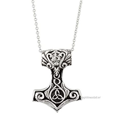 Silverly Women's Men's .925 Sterling Silver Small Celtic Norse Thor Hammer Pendant Necklace 18"