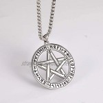 TEAMER Stainless Steel Supernatural Pentacle Pentagram Pendant Necklace Witch Protection Star Amulet Necklace for Men Women