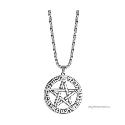 TEAMER Stainless Steel Supernatural Pentacle Pentagram Pendant Necklace Witch Protection Star Amulet Necklace for Men Women
