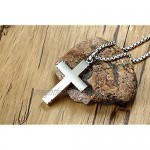 VNOX Two-Tone Stainless Steel Brazil Rosewood Wood Christian Baptism Jesus Cross Pendant Necklace for Men 24 Rolo Chain