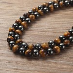 WESTMIAJW Mens Magnetic Hematite Tiger Eye Onyx Beads Beaded Necklace Chain Healing Crystals Gemstone Jewellery 50/60cm