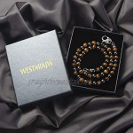 WESTMIAJW Mens Magnetic Hematite Tiger Eye Onyx Beads Beaded Necklace Chain Healing Crystals Gemstone Jewellery 50/60cm