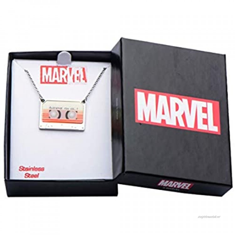 Women's Stainless Steel Marvel Guardians of the Galaxy Awesome Mix Vol. 1 Tape Pendant with Chain. Licensed Jewelry Box Included. Chain Size: 18 inch long