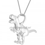 YL Sterling Silver Dinosaur Necklace-925 Silver 3D Tyrannosaurus Pendant Necklace Jewelry for Women and Men