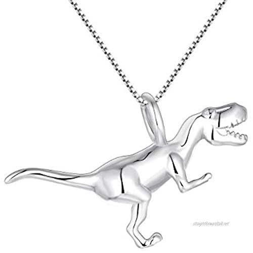 YL Sterling Silver Dinosaur Necklace-925 Silver 3D Tyrannosaurus Pendant Necklace Jewelry for Women and Men