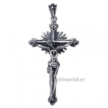 925 Sterling Silver Pendants Jesus Christ Crucifix Cross Pendant Retro Vintage Big Charm Pendant for Necklace(NO Chain)