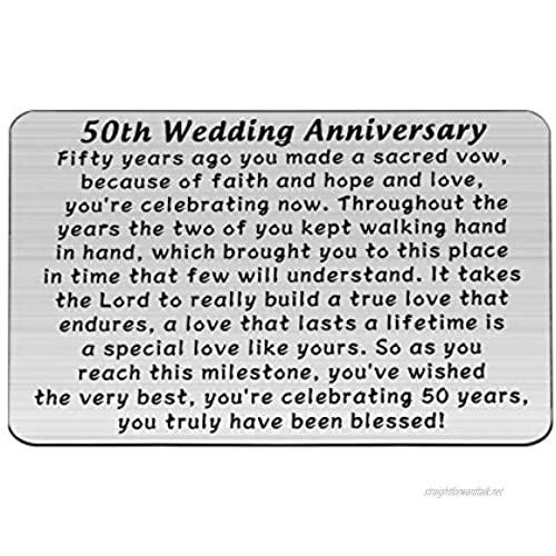 bobauna 50th Wedding Anniversary Engraved Wallet Card Insert 50th Golden Wedding Gift for Husband Wife Boyfriend Girlfriend
