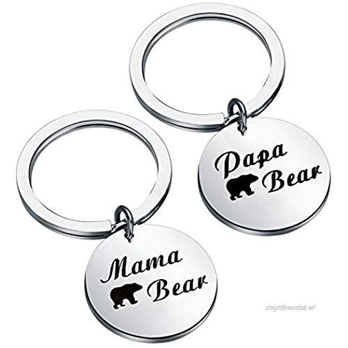 bobauna Mama Bear Papa Bear Puzzle Keychain Set of 2 for Mom Dad