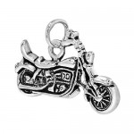 Cool Chopper Motorcycle Detailed .925 Sterling Silver Pendant Charm