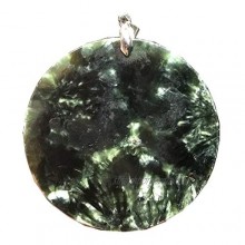DUOVEKT Seraphinite Pendant Natural Green Seraphinite Crystal Stone Jewelry for Women Men 56x5mm Beads Silver Round Gemstone AAAAA