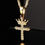 HELLOICE Diamond Cross Pendant With Free Link Chain Punk Hip Hop 18K Gold/White Gold Plated Collection Cross Religiou Necklace for Men Women