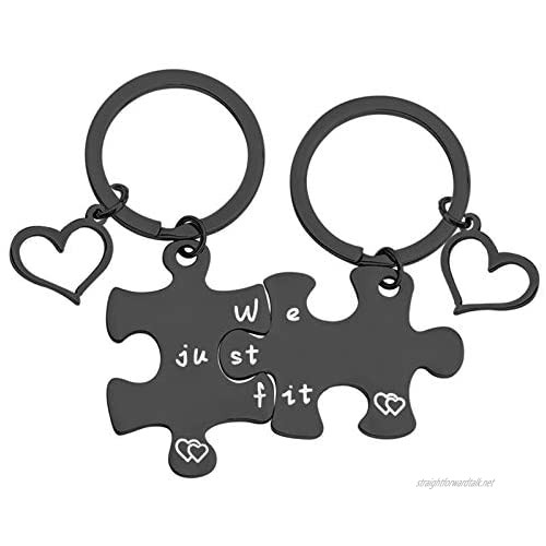 MYOSPARK We Just Fit Puzzle Piece Keychain Set Best Friend Keychain Couple Keychain His and Her Gift BFF Gift