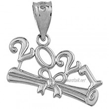 Polished 925 Sterling Silver 2021 Graduation Diploma Charm Pendant
