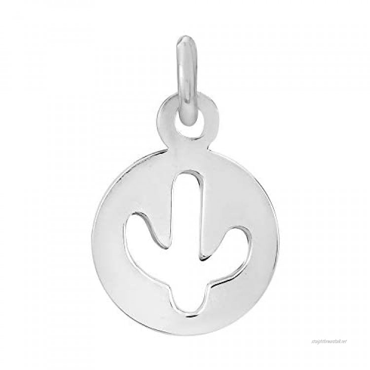 Resilient Mini Cactus Silhouette Round Tag .925 Sterling Silver Pendant Charm