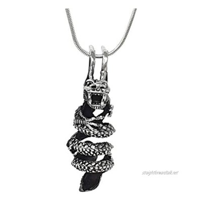 TreasureBay 925 Sterling Silver Dragon Pendant on Chain Necklace for Men and Women