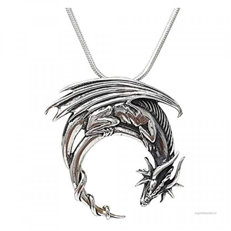 TreasureBay 925 Sterling Silver Dragon Pendant with Chain For Men