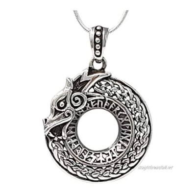 TreasureBay Detailed Celtic Dragon Circular Pendant Made from 925 Sterling Silver Men's Women's Pendant Necklace